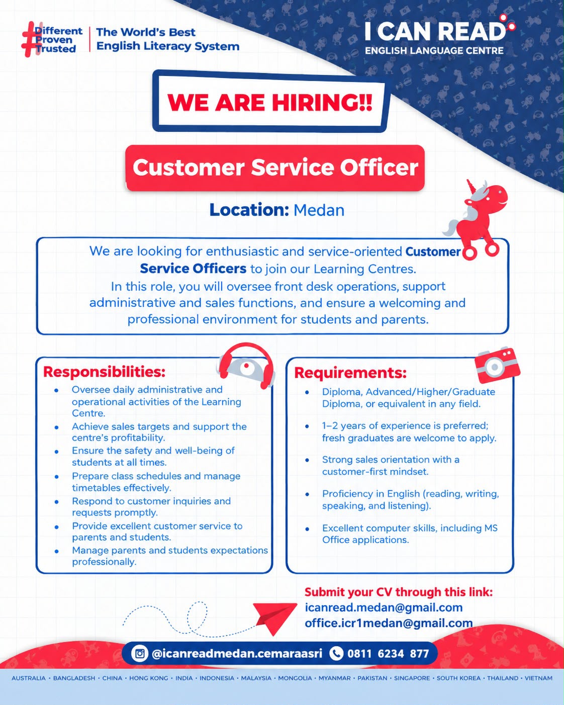 LOWONGAN KERJA – CUSTOMER SERVICE OFFICER