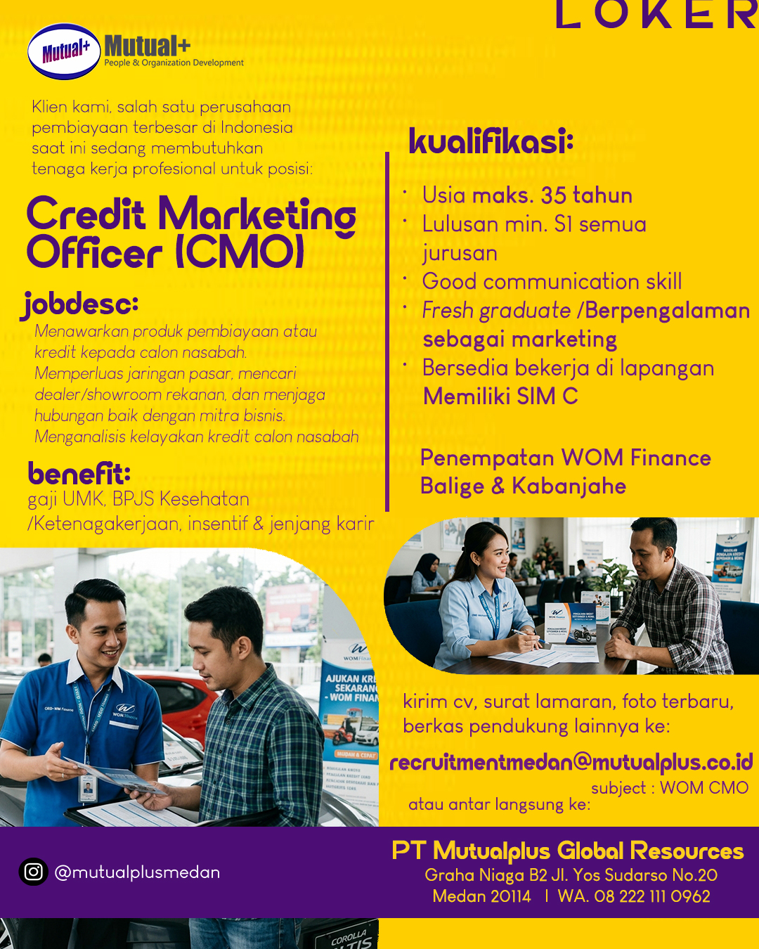 LOWONGAN KERJA – CREDIT MARKETING OFFICER (CMO)